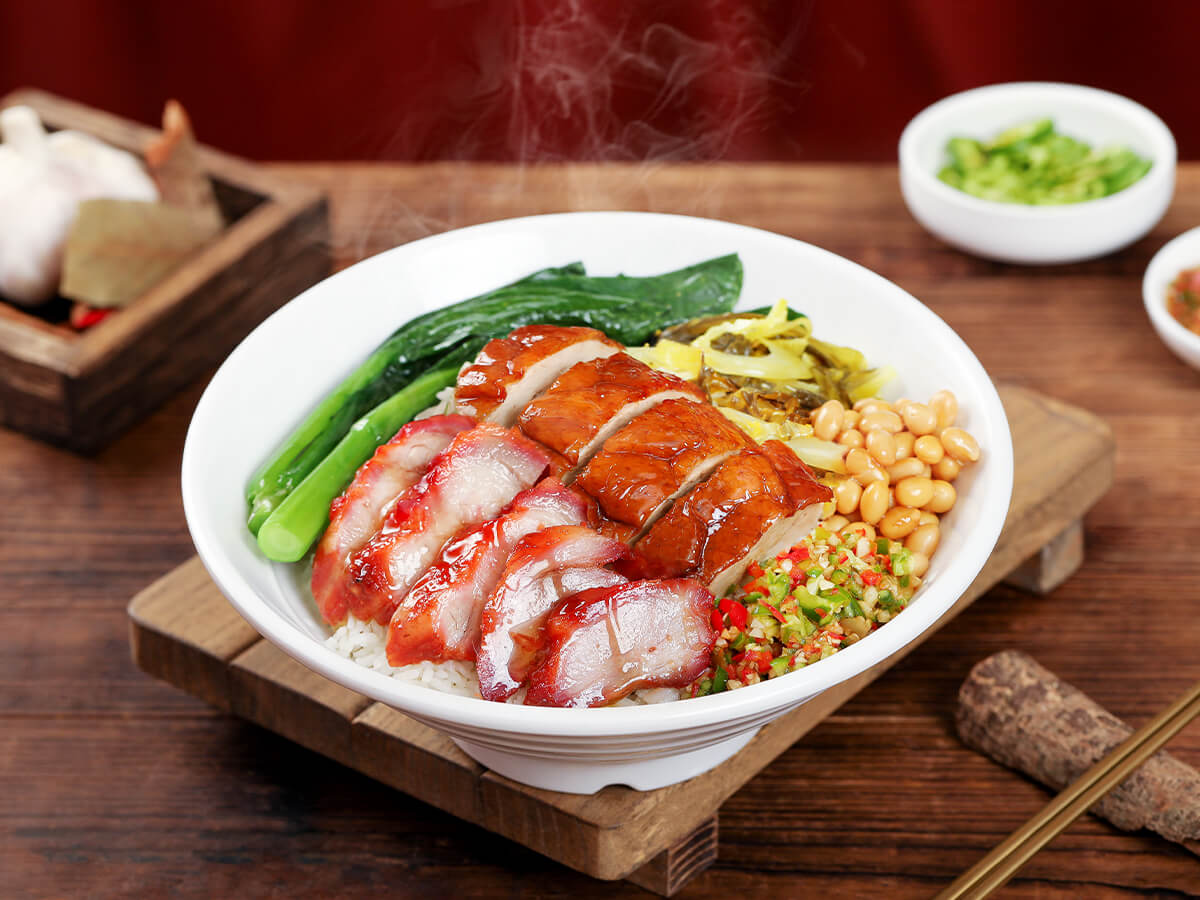 烧鸭拼叉烧饭
